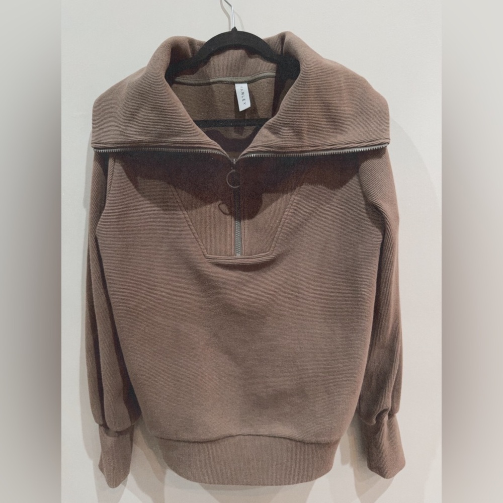 Varley Taupe Half-Zip Sweater
